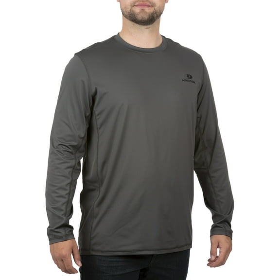 Mossy Oak Men's Charcoal Long Sleeve Performance Hunting Tee Shirt, Up to 3XL