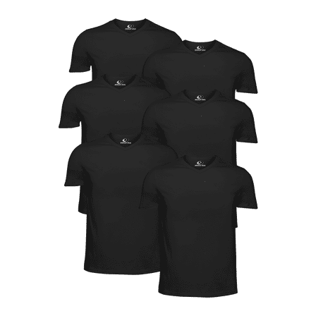 Mossy Oak Men’s Essential V Neck Black Undershirt Breathable Cotton Shirt, 6-Pack