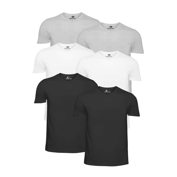 Mossy Oak Men’s Essential V Neck Multicolor Undershirt Breathable Cotton Shirt, 6-Pack