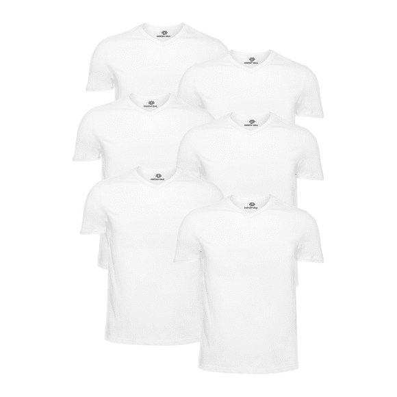 Men’s Essential V Neck White Undershirt Breathable Cotton Shirt, 6-Pack