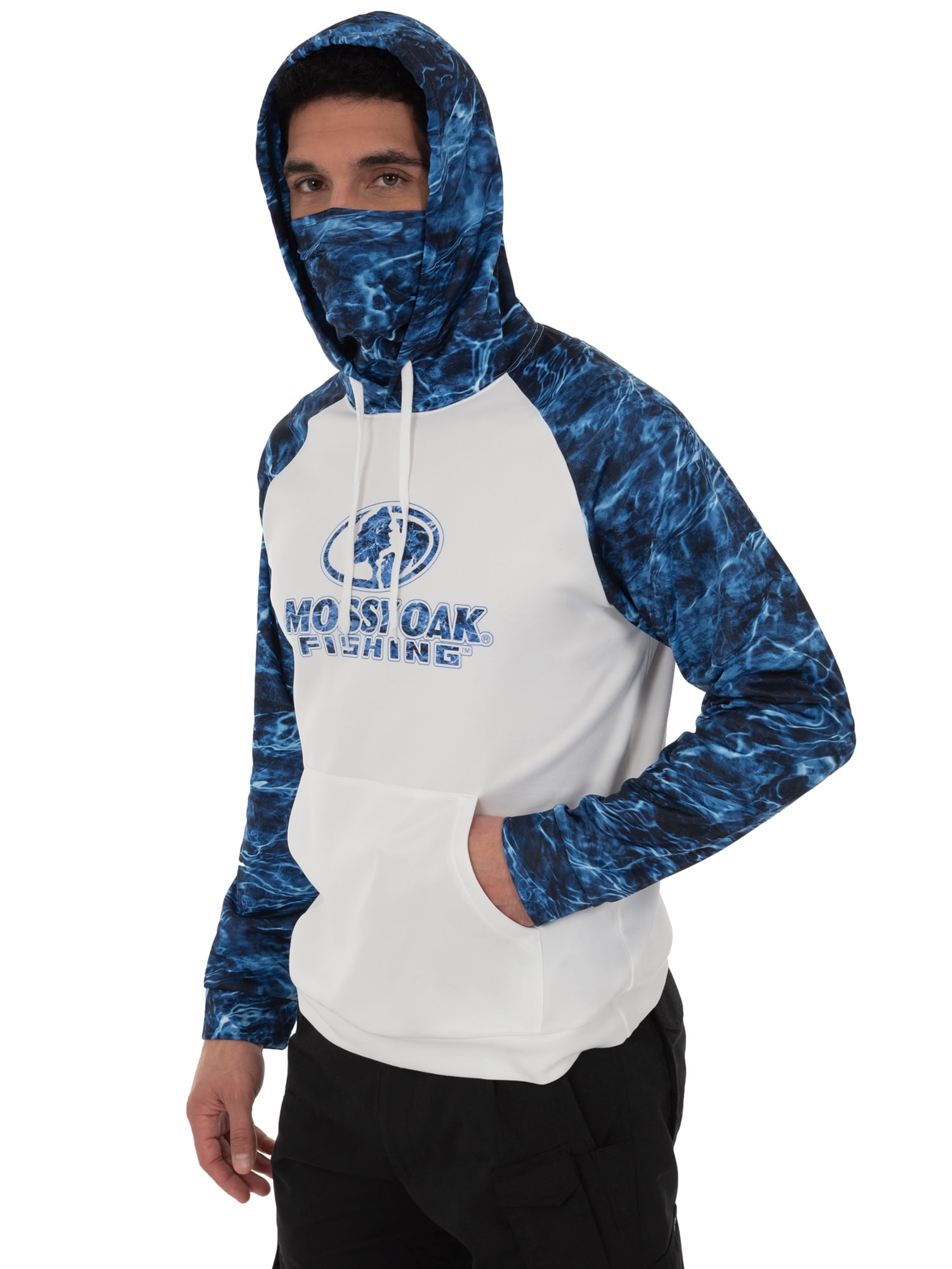 Mossy Oak Men's Fishing Hoodie with Built-In Face Gaiter 