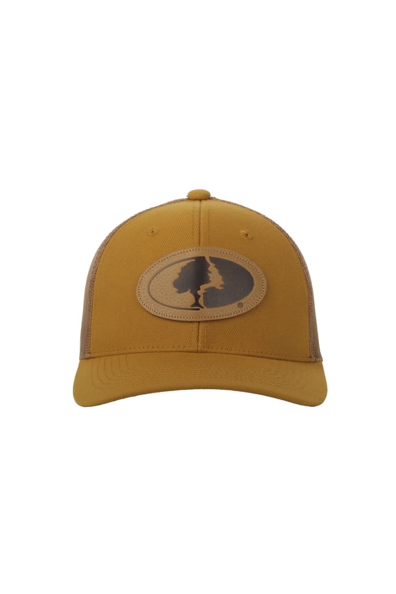 Gold 6-Panel Cap Structured with Leather Patch, Snapback, One Size