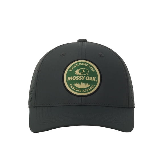 Mossy Oak Graphite 6-Panel Cap  Structured, Perforated Back, Snapback, One Size