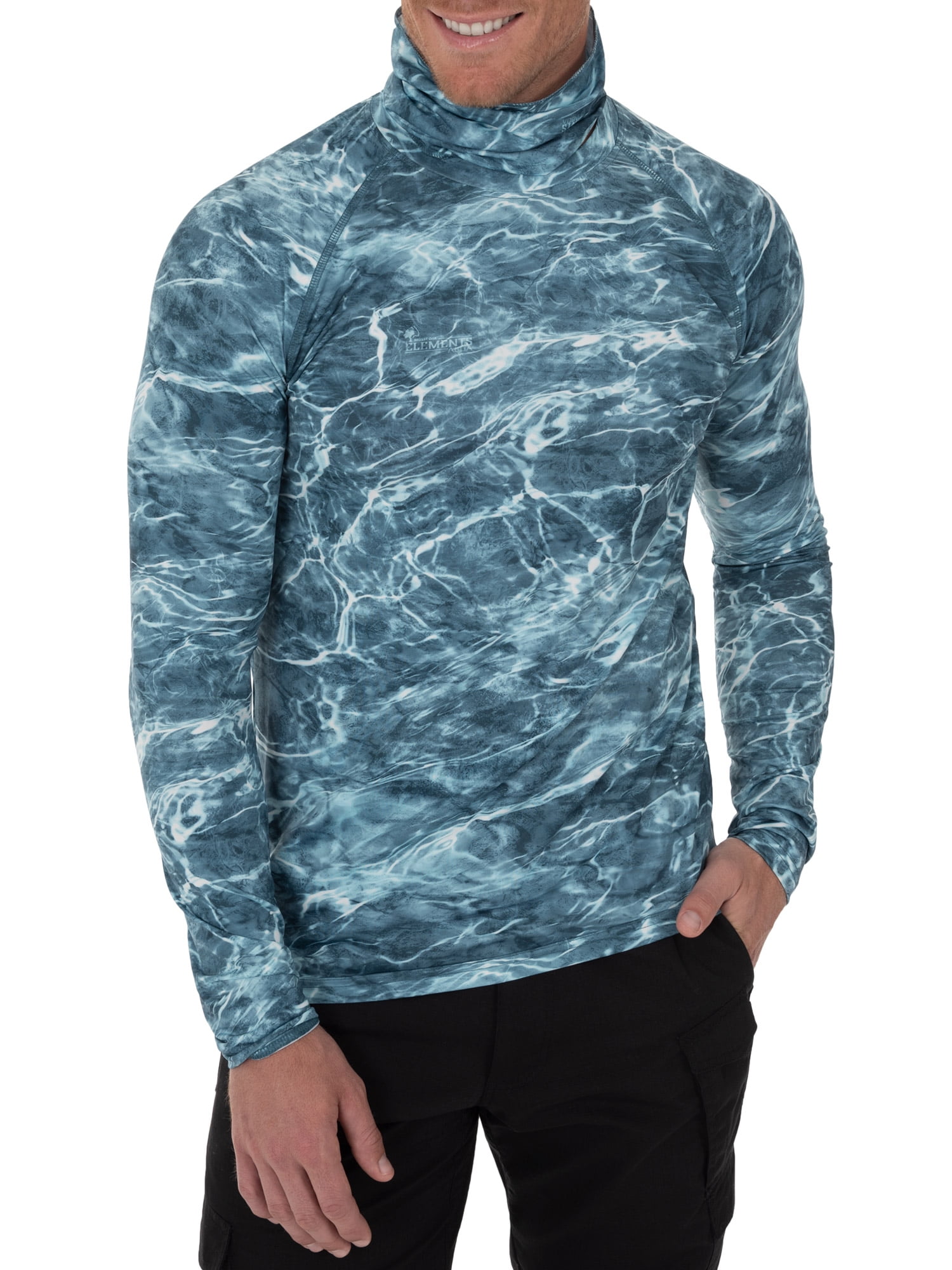 Mossy Oak Men's Insect Repellent Long Sleeve Performance Camo Fishing Tee with Gaiter, Size M-3XL