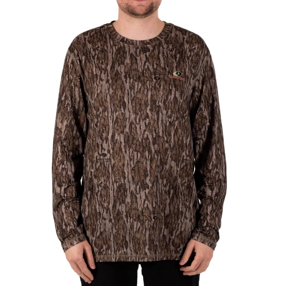 Mossy Oak Men's Long Sleeve Camouflage Hunting Performance Shirt, Mossy Oak Bottomland, L