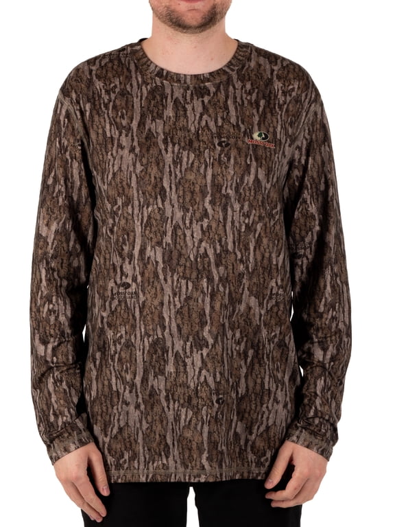 Men's Long Sleeve Camouflage Hunting Performance Shirt, Mossy Oak Bottomland, L