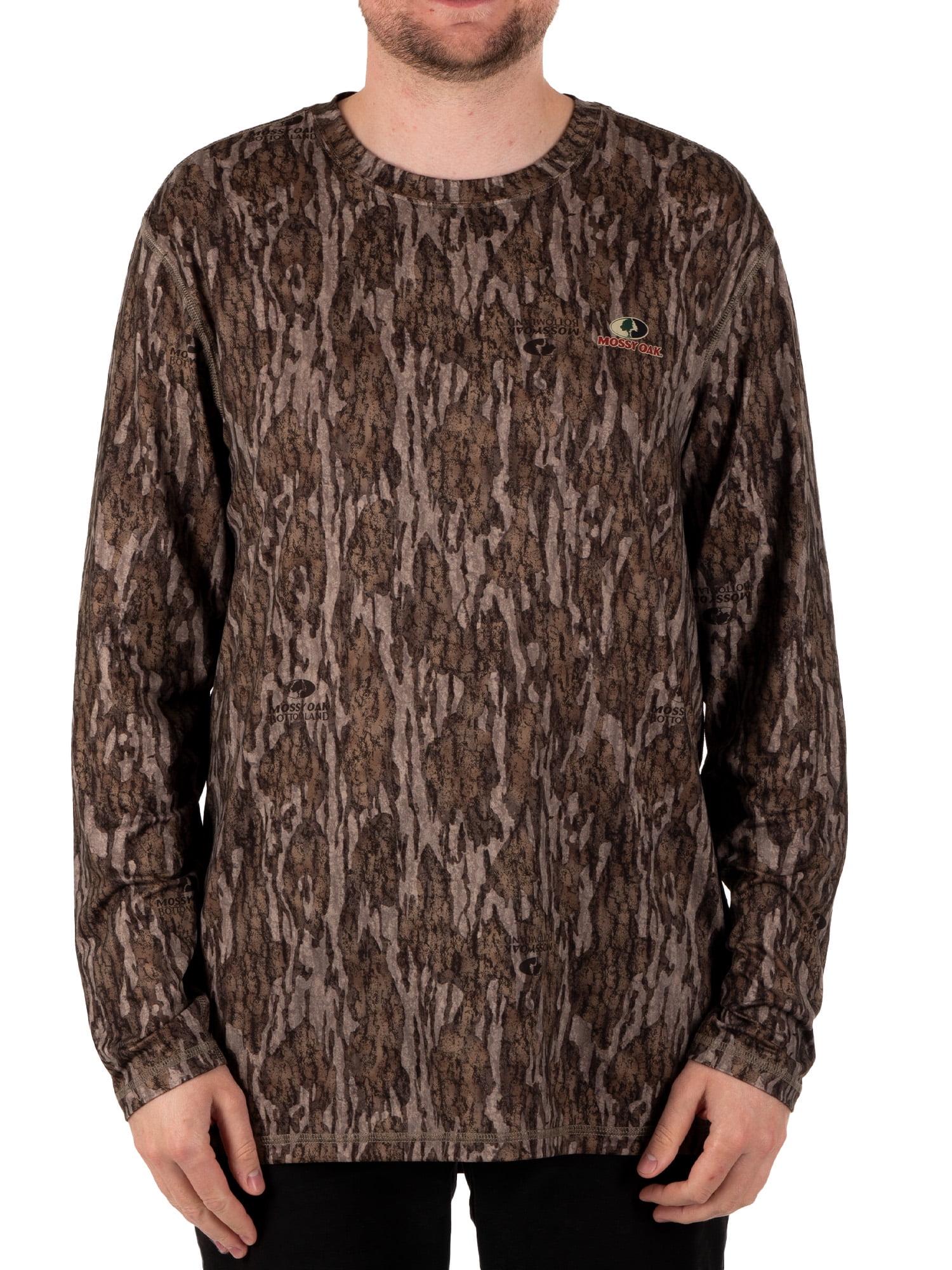 Mossy Oak Men's Long Sleeve Camouflage Hunting Performance Shirt, Mossy Oak Bottomland, S
