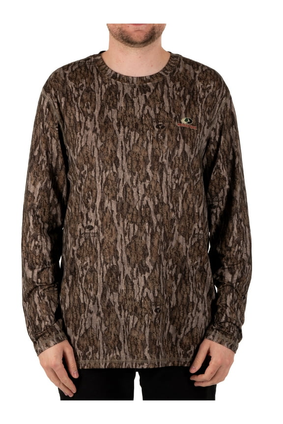 Men's Long Sleeve Camouflage Hunting Performance Shirt, Mossy Oak Bottomland, XL