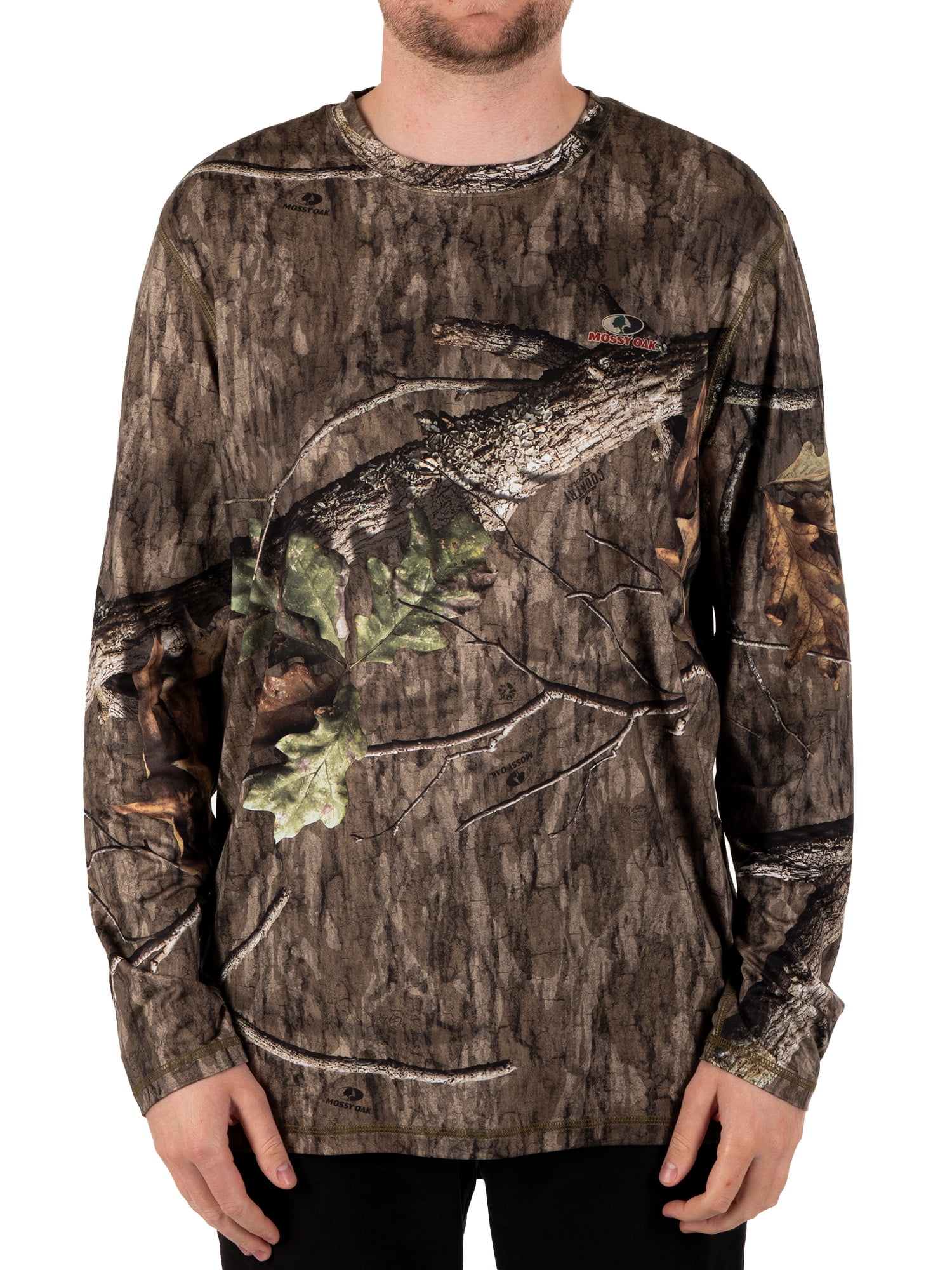 Mossy Oak Men's Long Sleeve Camouflage Hunting Performance Shirt, Mossy Oak Country Roots, L