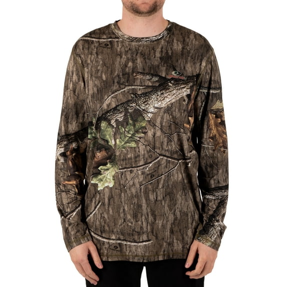 Mossy Oak Men's Long Sleeve Camouflage Hunting Performance Shirt, Mossy Oak Country Roots, S