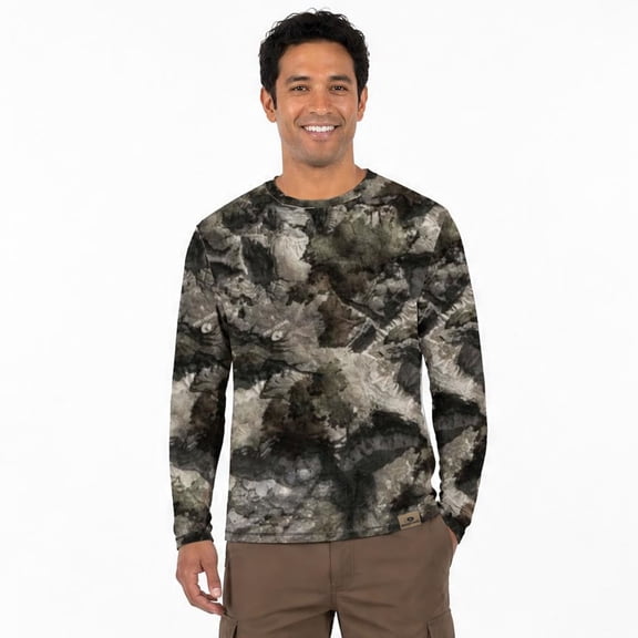 Mossy Oak Men's Long Sleeve Camouflage Hunting Performance Shirt, Mossy Oak Terra Gila, XL