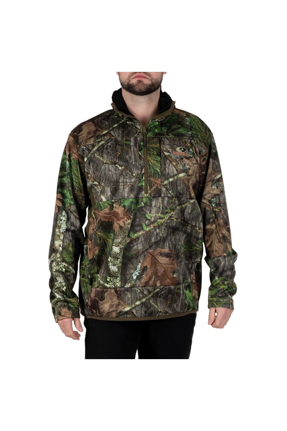 Men's Long Sleeve Half-Zip Turkey Hunting Performance Camo Hoodie Pullover, Sizes S-3XL