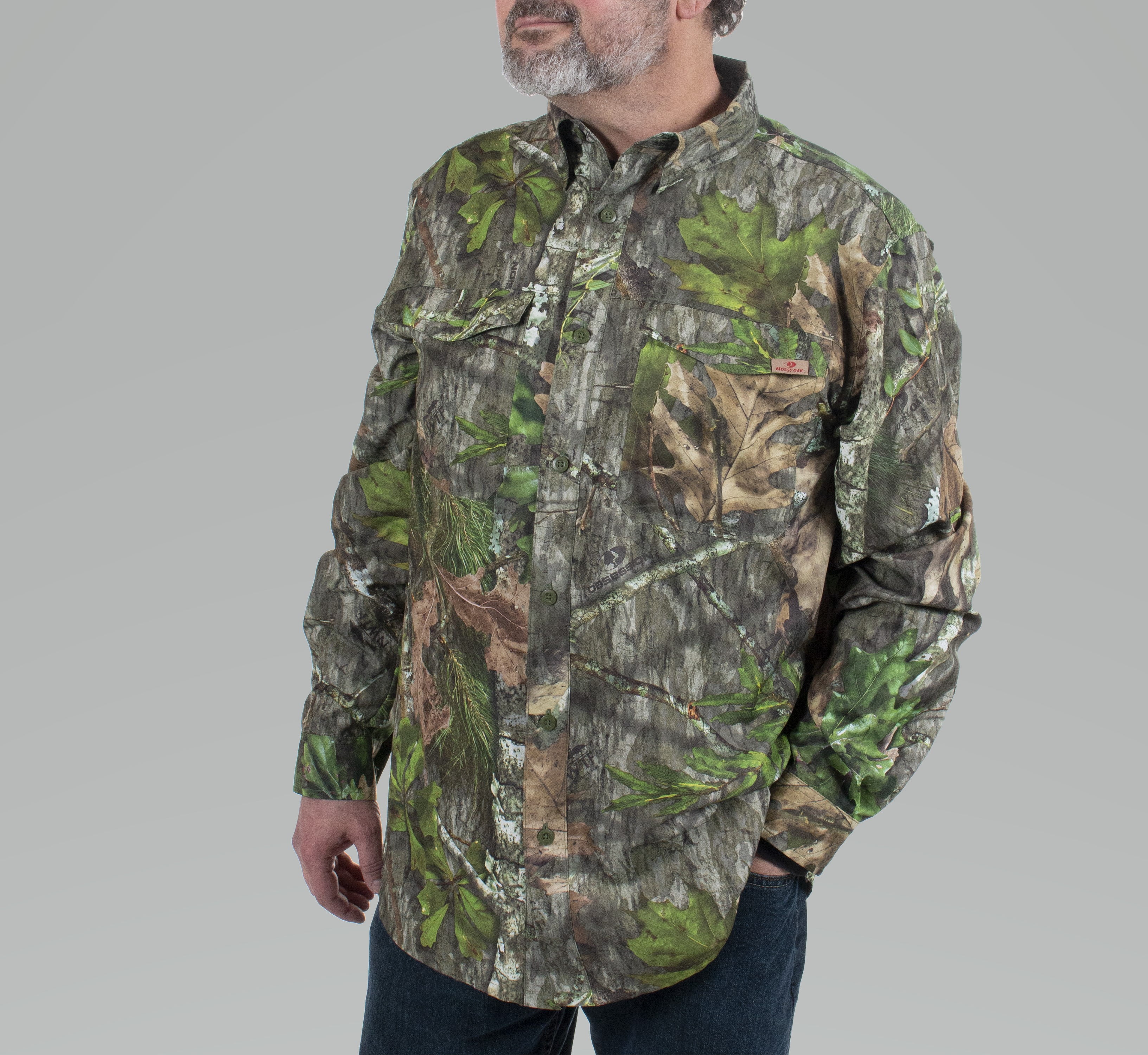 Men's UPF 50 + Camo Long Sleeve Hunting Shirt | Bassdash Hunting Green Leaf / M