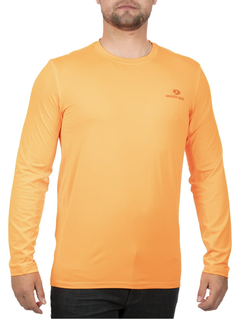 Mossy Oak Men's Blaze Orange Long Sleeve Performance Tee Shirt, Up