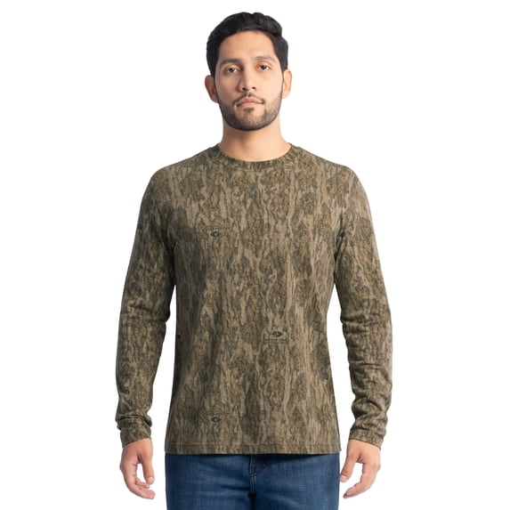 Mossy Oak Men's Long Sleeve Pullover Hunting T-Shirt Camouflage Size L Scent Control
