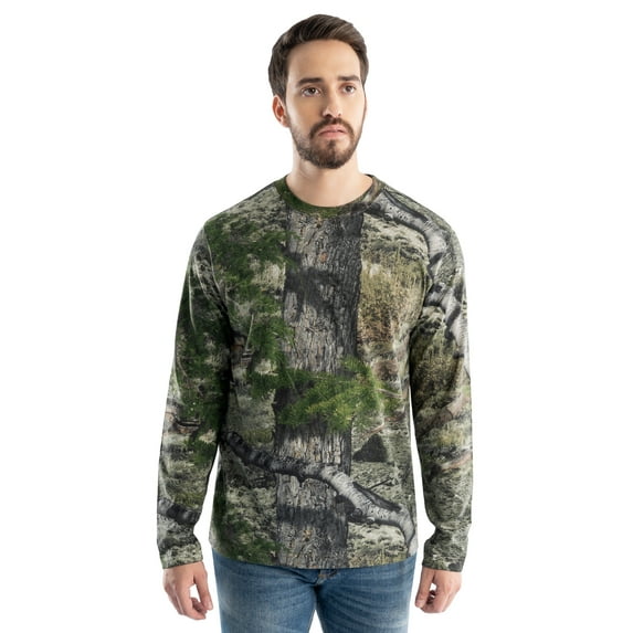 Mossy Oak Men's Long Sleeve Scent Control Hunting Camouflage T-Shirt, Mossy Oak Mountain Country, M