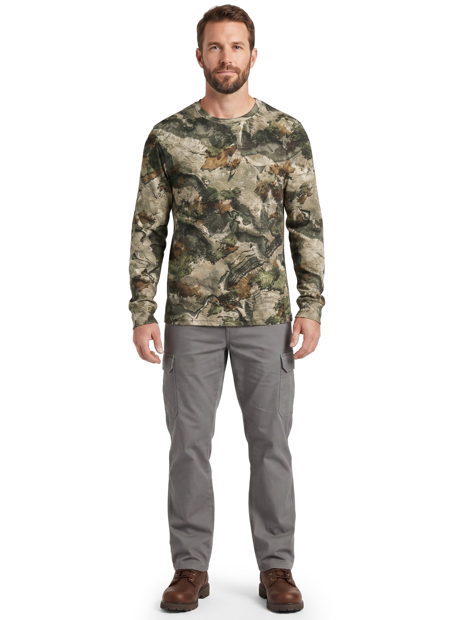 Mossy Oak Men's Long Sleeve Scent Control Hunting Camouflage T-Shirt, Terra Gila, M
