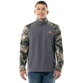 thumbnail image 1 of Mossy Oak Men's Raglan Long Sleeve Quarter Zip Fleece Pullover Hunting Shirt, Size Small to 2XL, 1 of 5