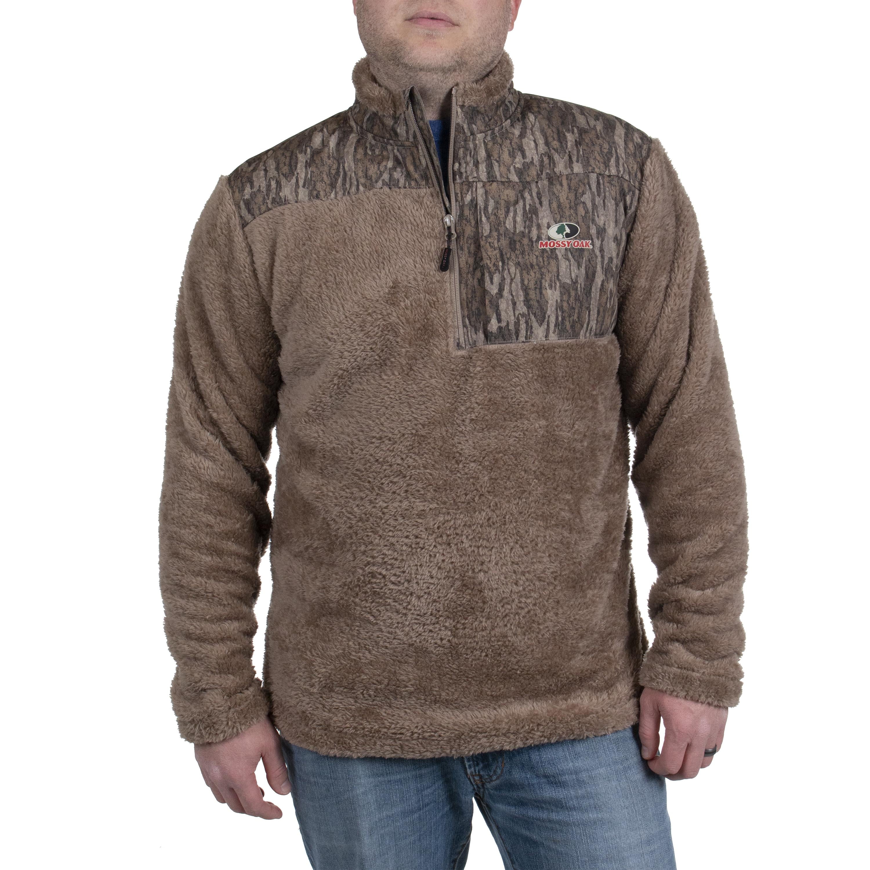 Mossy Oak Men's Sherpa 1/4 Zip Pullover, New Bottomland, Small