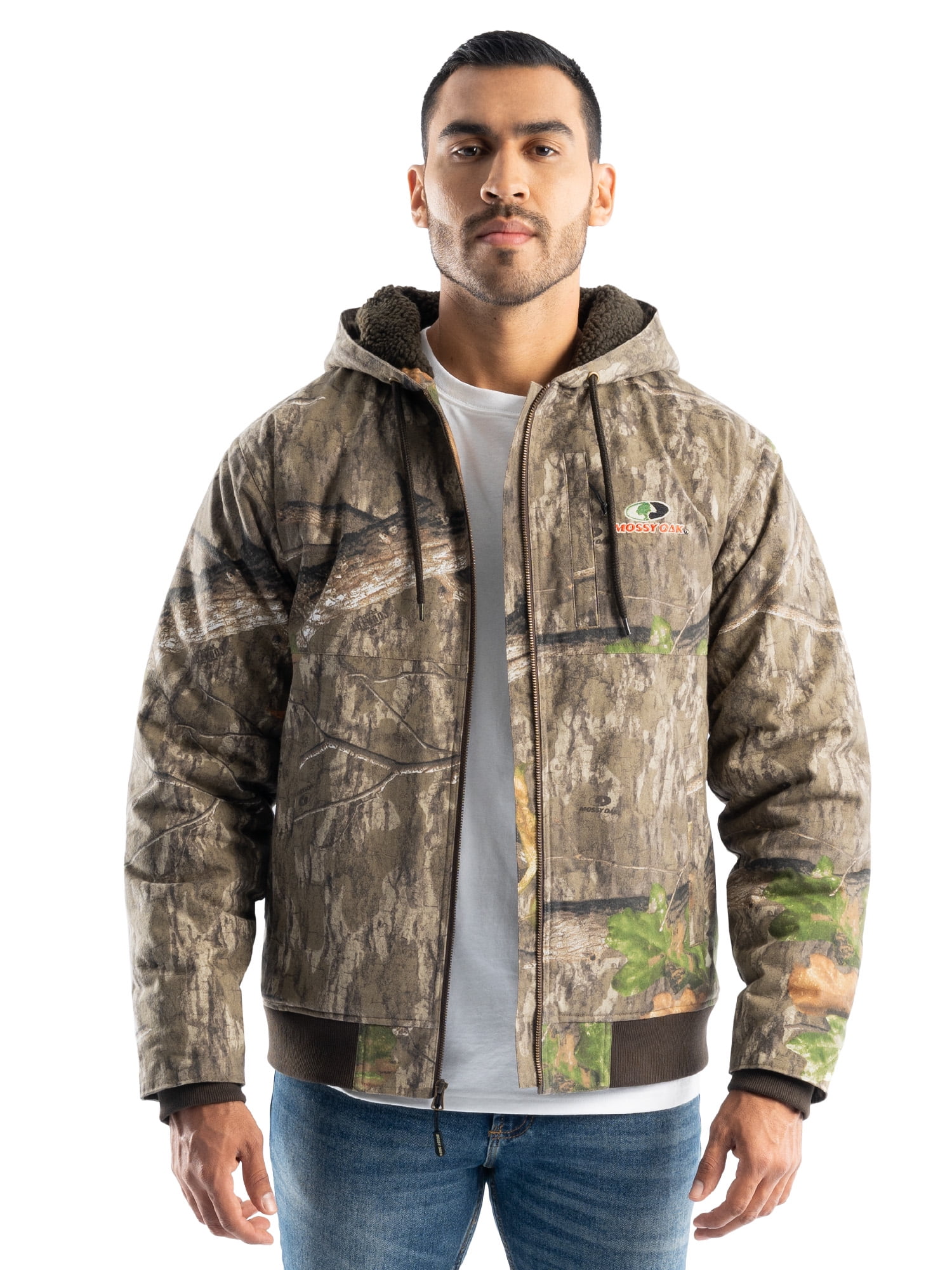 Free Shipping! Mossy Oak Men's Sherpa Lined Bomber Jacket, Mossy
