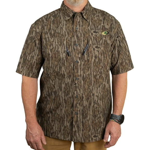 Mossy Oak Men's Short Sleeve Hunting Guide Shirt, Mossy Oak Bottomland, S