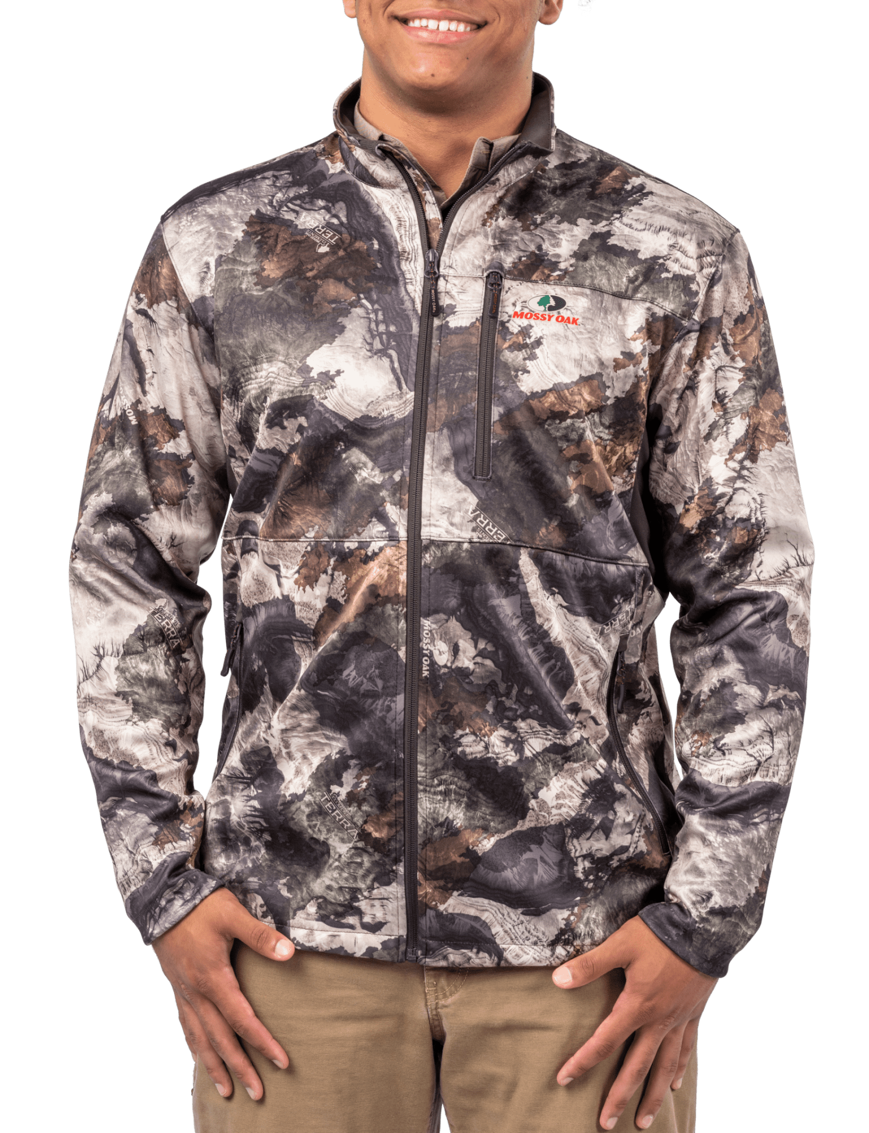 Mossy Oak Men's Tech-Shell Hunting Jacket, Mossy Oak Elements Terra Gila, Size Large