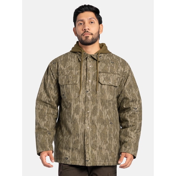 Mossy Oak Men's quilted shirt Jacket with hood, Sizes S-3XL