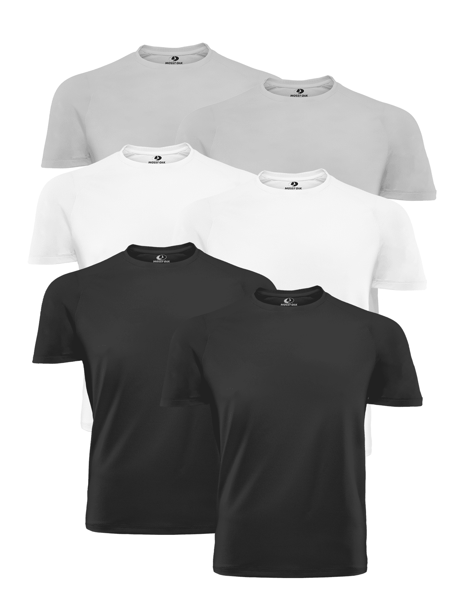 Mossy Oak Mens Crew Neck Undershirt Breathable Tagless Men’s Undershirts, 6-Pack