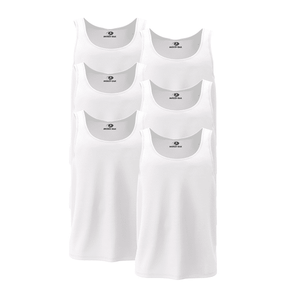 Mossy Oak Mens Tank Top Breathable, Tagless Under Shirts for Men, A-Shirt, 6-Pack