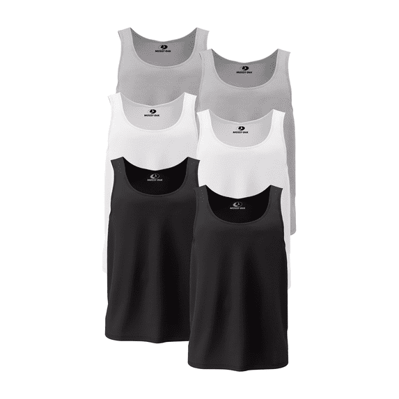 Mossy Oak Mens Tank Top Breathable, Tagless Under Shirts for Men, A-Shirt, 6-Pack