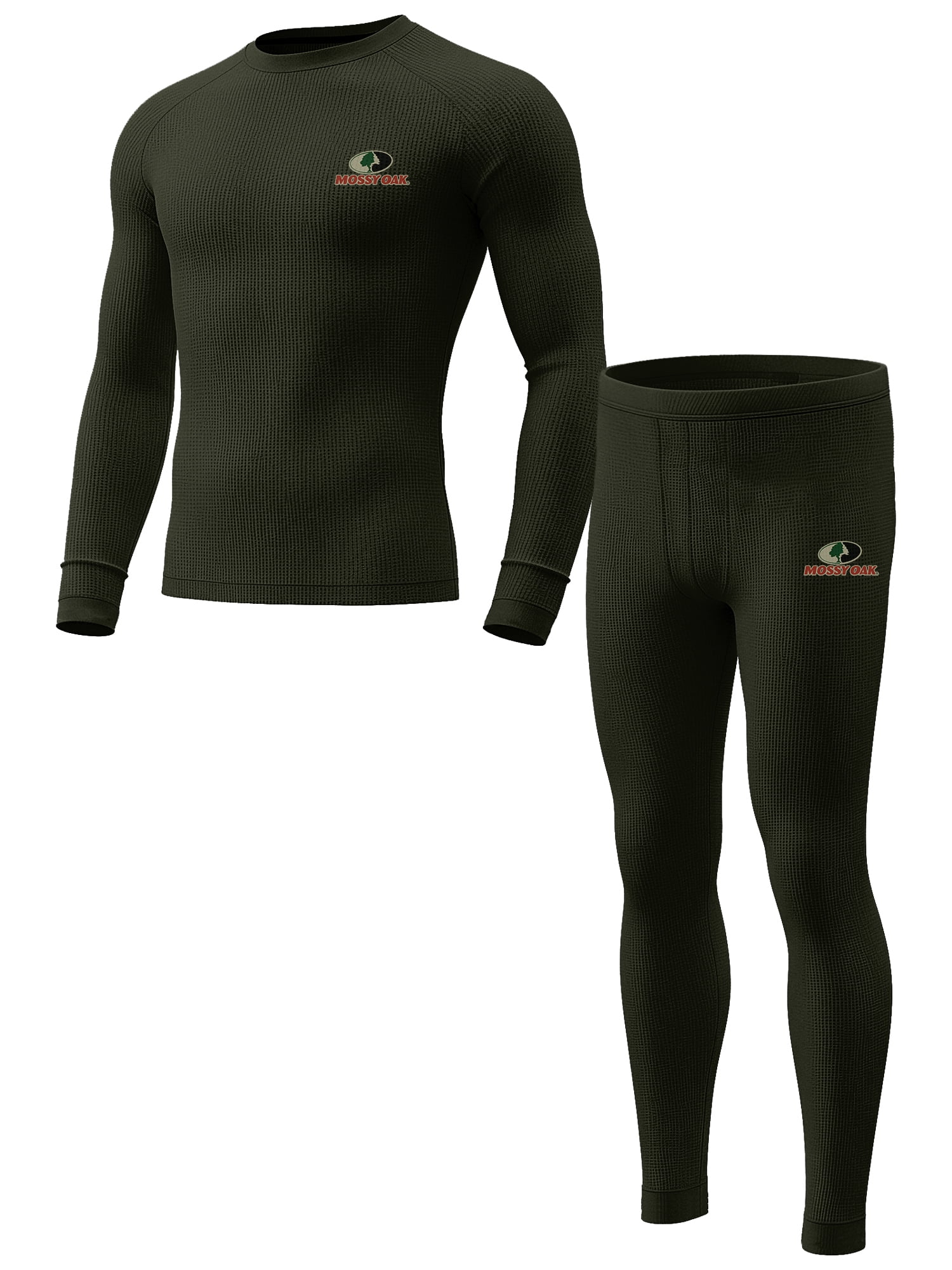Mossy Oak Mens Thermal Underwear Set Insulated Shirt & Long Johns, Forest Night Small