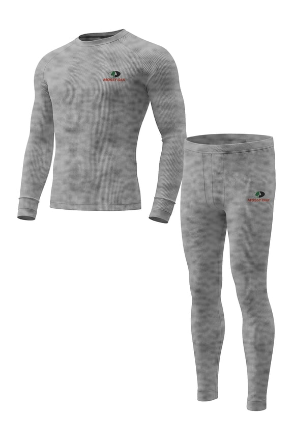 Mens Thermal Underwear Set Insulated Shirt & Long Johns, Grey Heather Large