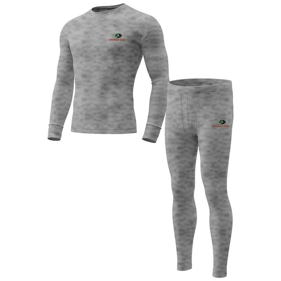 Mossy Oak Mens Thermal Underwear Set Insulated Shirt & Long Johns, Grey Heather Medium