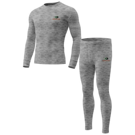 Mossy Oak Mens Thermal Underwear Set Insulated Shirt & Long Johns, Grey Heather Small