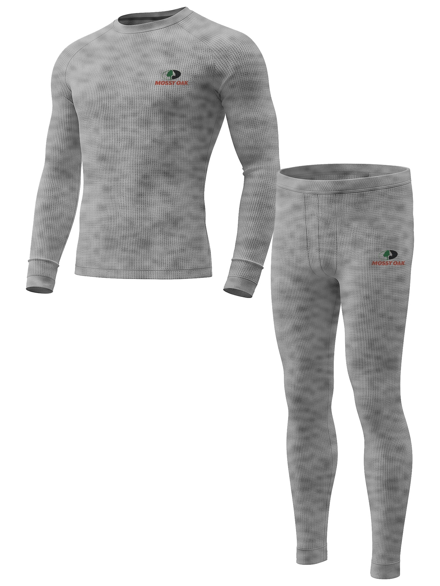 Mossy Oak Mens Thermal Underwear Set Insulated Shirt & Long Johns, Grey Heather XL