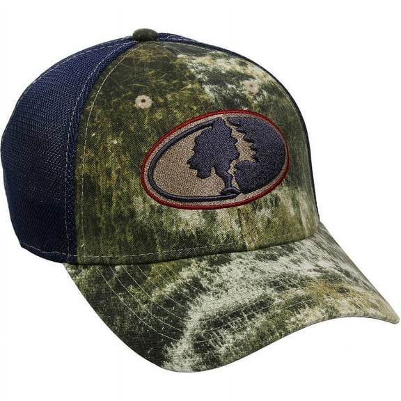 Mossy Oak Mesh Back Americana Camo Cap, Mossy Oak Mountain Country Range Camo/Navy, Flexible Fitted