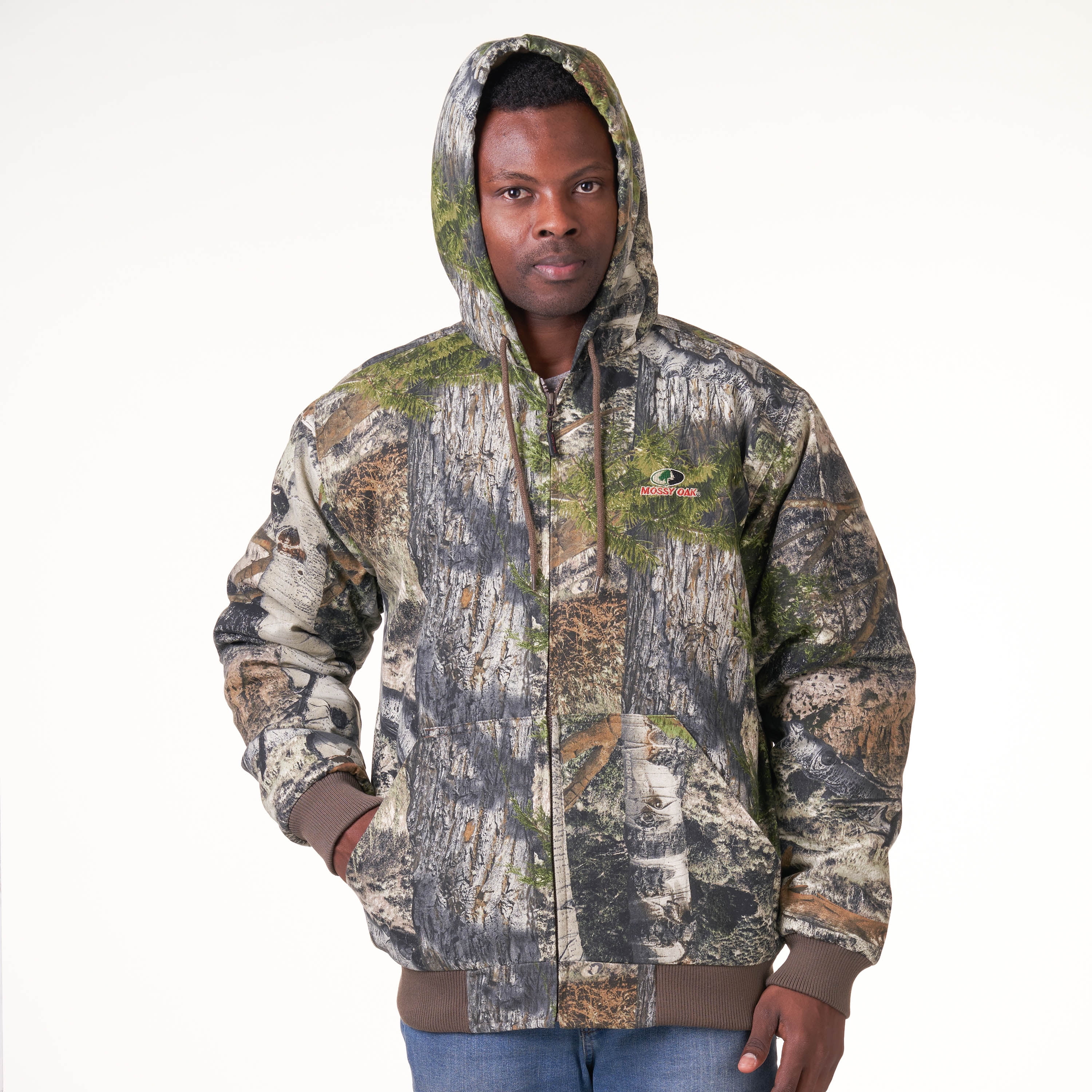 Mossy Oak Mountain Country Men's Mid-Length Insulated Hunting Bomber  Jacket, up to Size 3XL