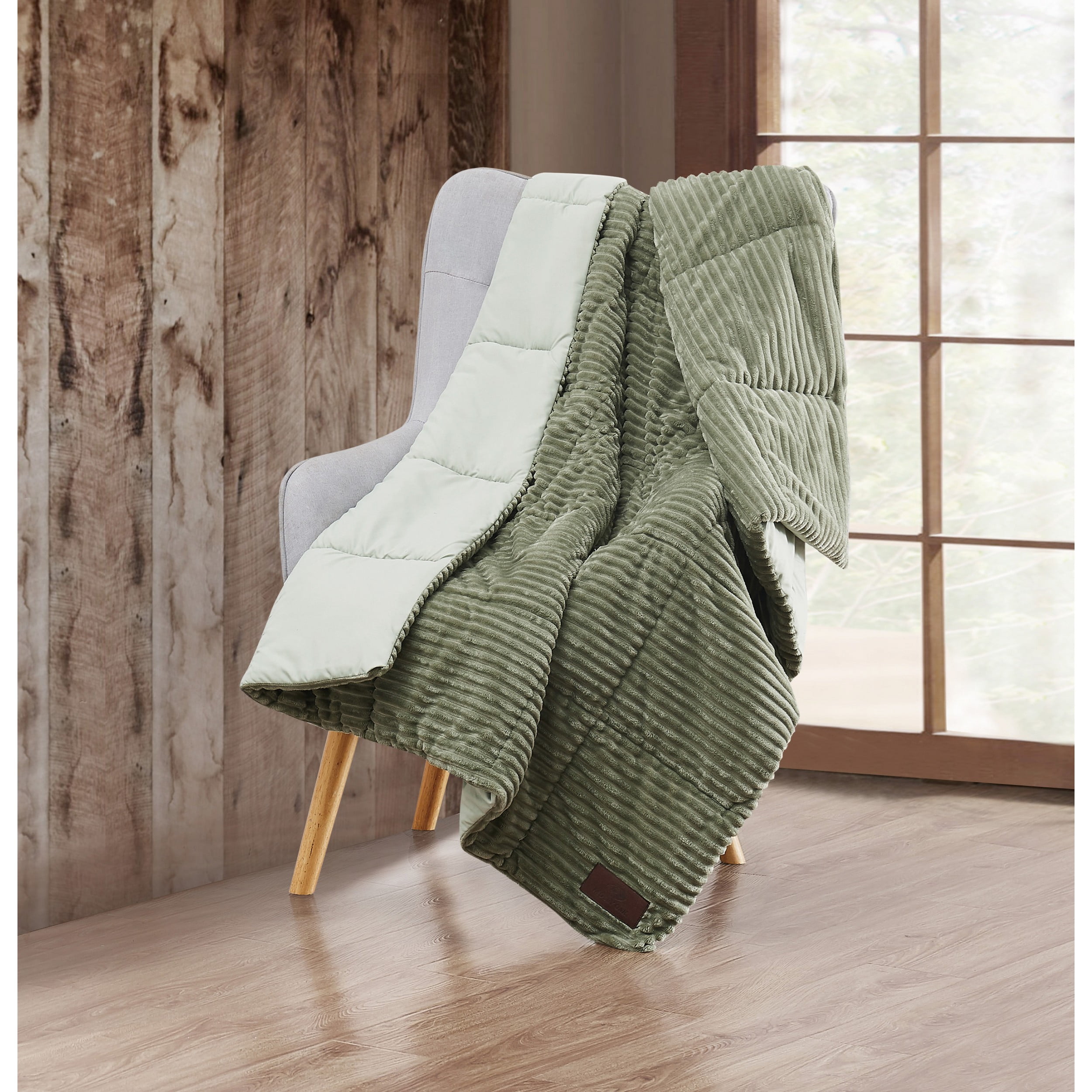 Mossy Oak Nativ Living Corduroy Loden Green Throw Blanket
