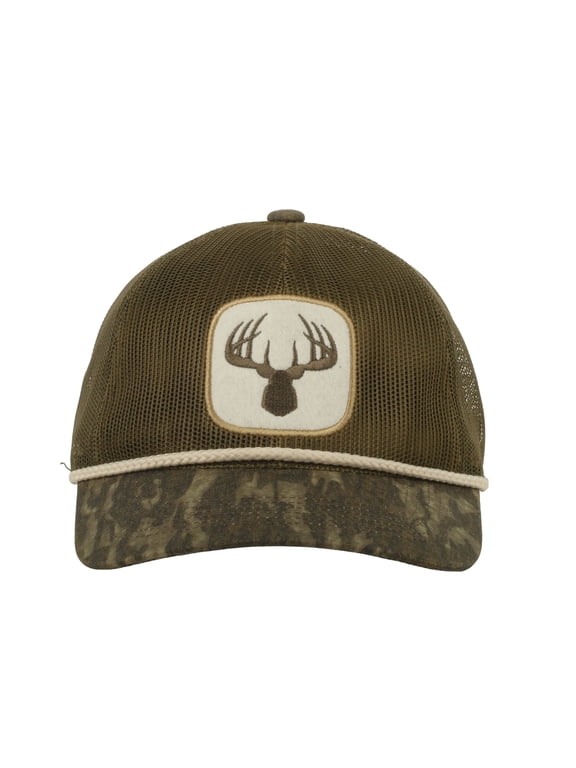New Bottomland Camo Trucker Hat Unstructured, Felt Patch, Snapback, One Size