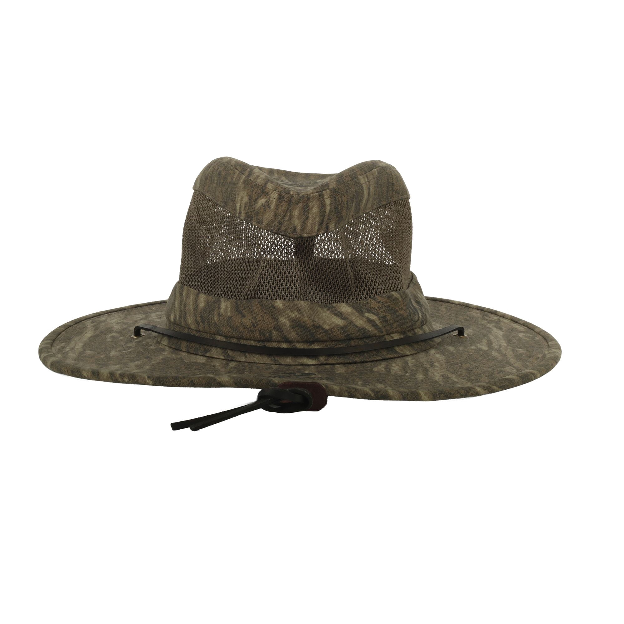 Mossy Oak® New Bottomland Camo Safari Hat – Wide Brim Mesh Crown, Adjustable, One Size