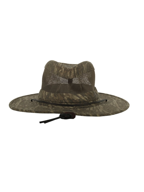 ® New Bottomland Camo Safari Hat – Wide Brim Mesh Crown, Adjustable, One Size