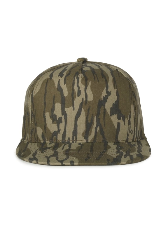 Mossy Oak Original Bottomland Camo Hat – High Profile Flat Bill Snapback, Structured Hunting Cap, One Size