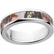 Mossy Oak Pink Break Up Women's Camo Stainless Steel Ring with Polished Edges and Deluxe Comfort Fit
