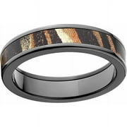 Mossy Oak Shadow Grass Men's Camo Black Zirconium Ring with Polished Edges and Deluxe Comfort Fit