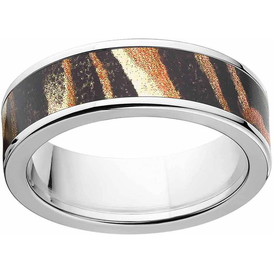 Silver Titanium Oak Tree Ring Real Pink Camo Rings for Women Mossy Forest  Band | eBay