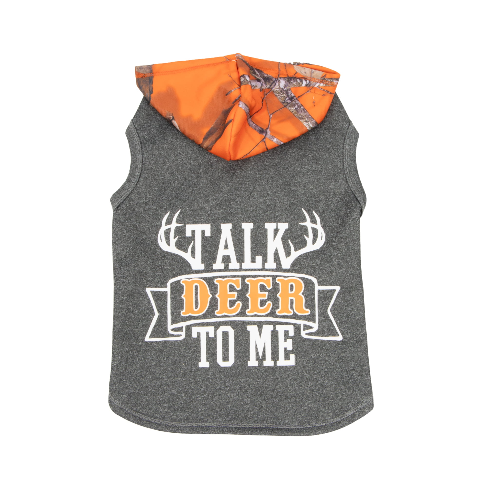 Mossy Oak Talk Deer to Me Fall Dog Hoodie, Gray, XL