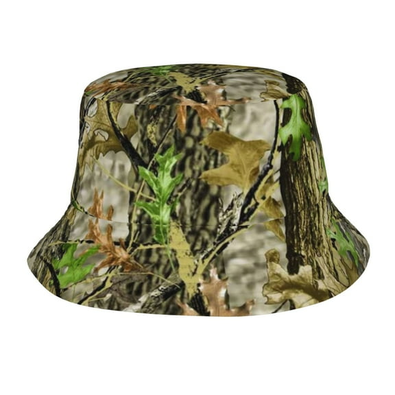 Mossy Oak Tree Leaf Camouflage Autumn Bucket Hat, Packable Fisherman Sun Cap, Foldable UV Protection for Fishing Beach Hiking Camping