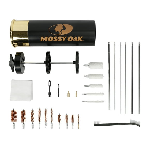 Mossy Oak Gun Cleaning Kit, 58 Piece, Aluminum Rods, Black Case, Firearm, Brass and Cotton Cleaning Tools