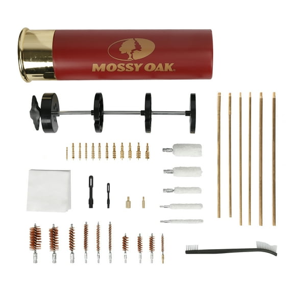 Mossy Oak 90-Piece Universal Gun Cleaning Tool Kit Brass Shell Case Red