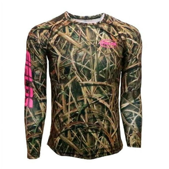 Mossy Oak Womens Camo | Pink Patch | DryFit Long Sleeve Shirt | Large